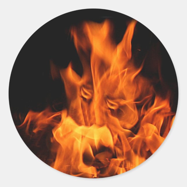 Sticker Rond Face dans l'autocollant flammes (Devant)