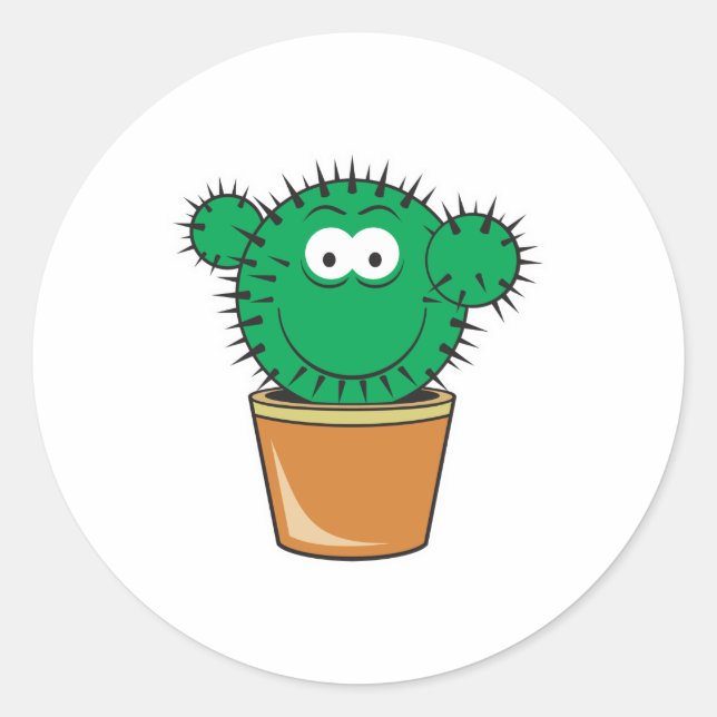 Sticker Rond Face de cactus (Devant)