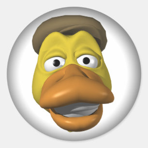 Sticker Rond Face de canard jaune