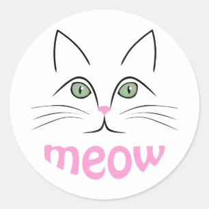 Sticker Rond Face de chat
