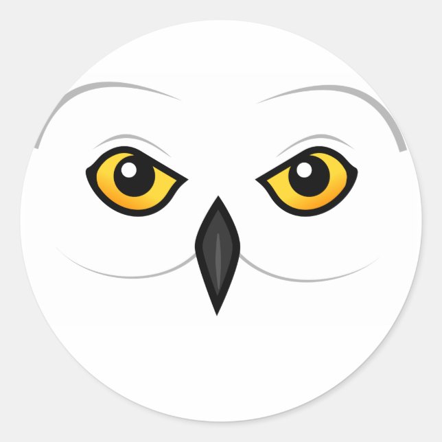 Sticker Rond Face de Chouette neigeuse Birdorable (Devant)