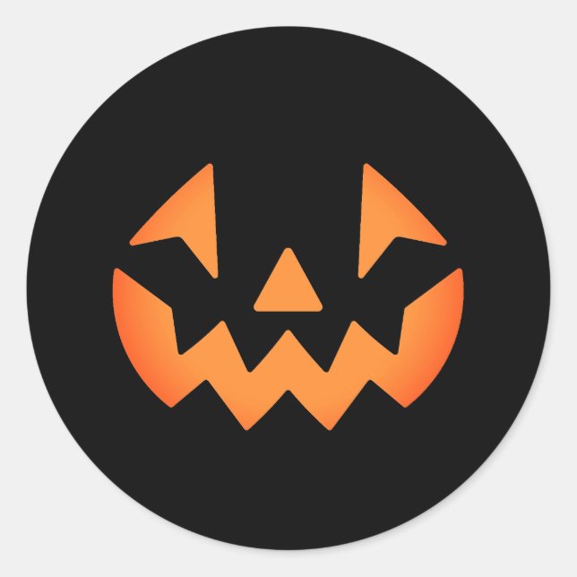 Sticker Rond Face de citrouille Jack-o-lanterne noir et orange (Devant)