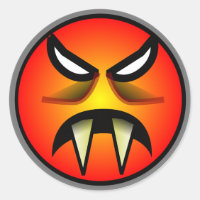 Face de diable arrondie et orange effrayante avec