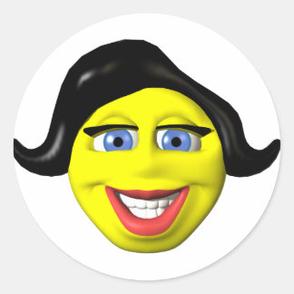 Sticker Rond Face de fille jaune