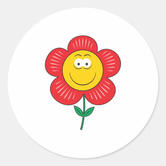 Sticker Rond Face de fleurs mignonnes (Devant)
