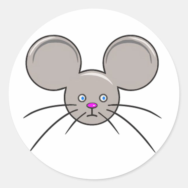 Sticker Rond Face de la souris transparente (Devant)