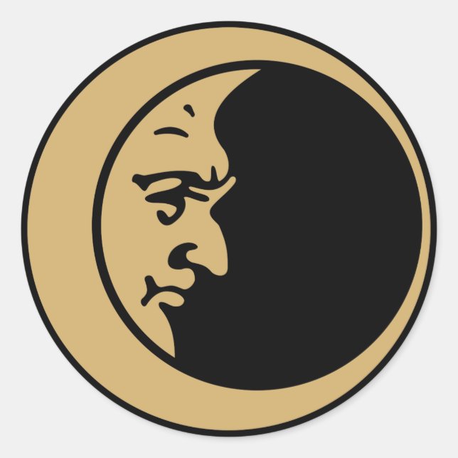 Sticker Rond Face de lune de croissant (Devant)