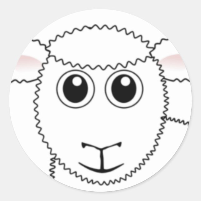 Sticker Rond Face de mouton blanc souriant (Devant)