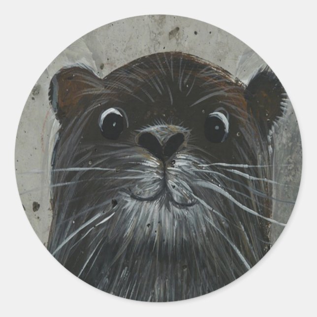 Sticker Rond Face de Otter mignonne (Devant)