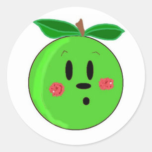 Sticker Rond Face de pomme verte