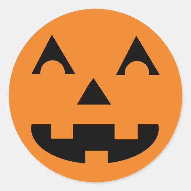 Sticker Rond Face du Citrouille Halloween Jack-o'-lantern (Devant)