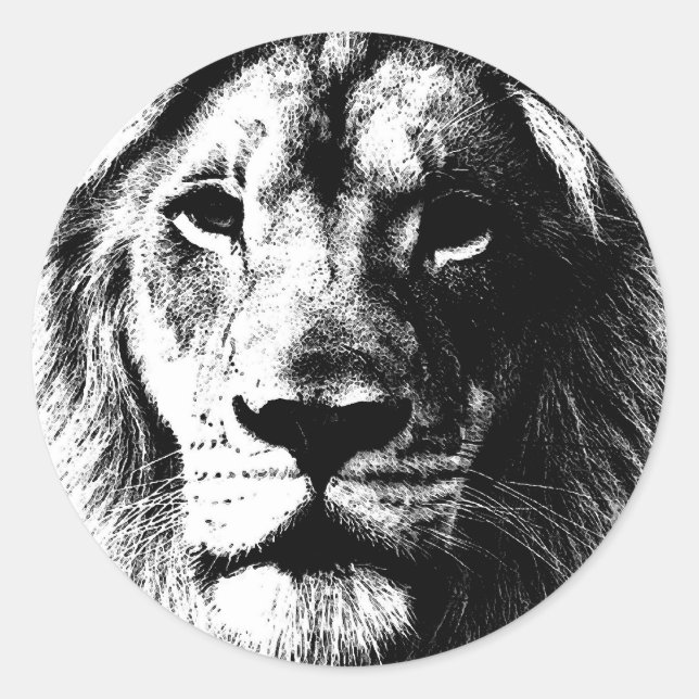 Sticker Rond Face du lion BW (Devant)