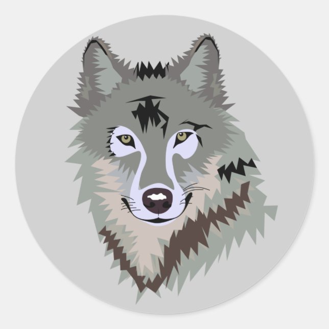 Sticker Rond Face du loup animé (Devant)