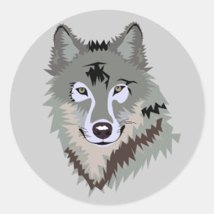 Sticker Rond Face du loup animé