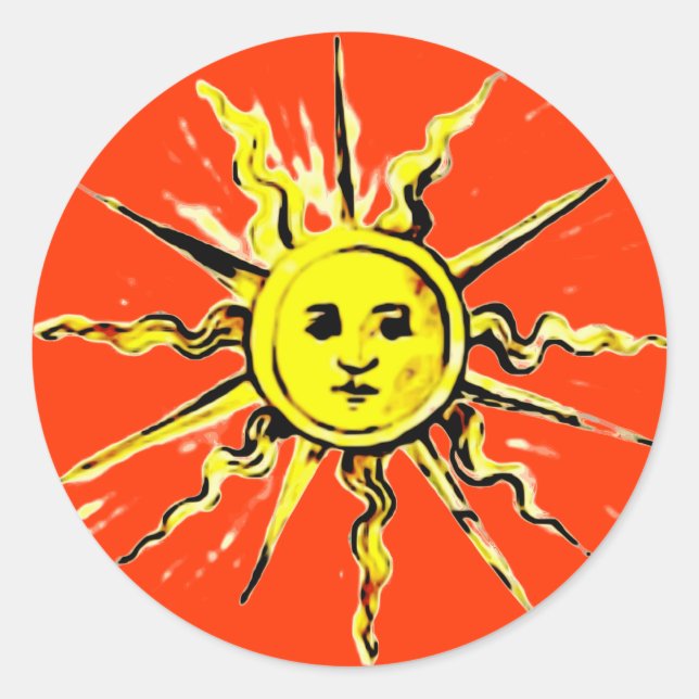 Sticker Rond face du soleil - livre perdu de nostradamus (Devant)