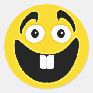 Sticker Rond Face Jaune Deux Dents Avant