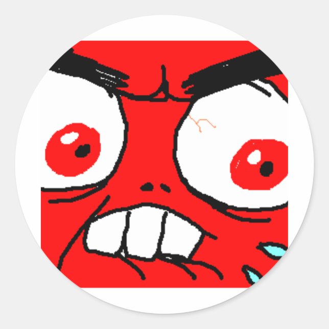 Sticker Rond Face rouge en colère (Devant)