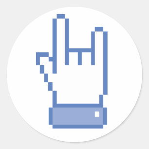 Sticker Rond facebook comme ROCK signe main de paix pixel graph