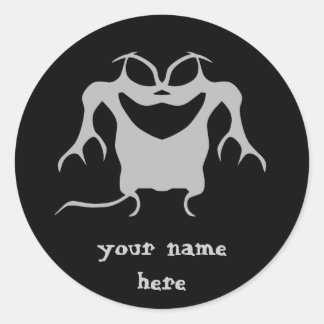 Sticker Rond Fâcheux petit monstre punky noir et gris