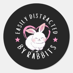 Sticker Rond Facilement Distrait Par Les Amateurs De Lapin Lapi