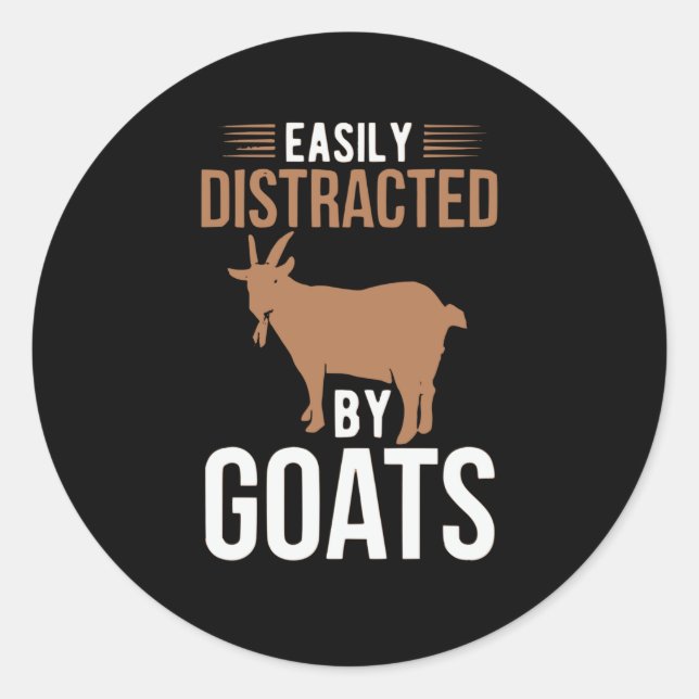 Sticker Rond Facilement distrait par les chèvres (Devant)
