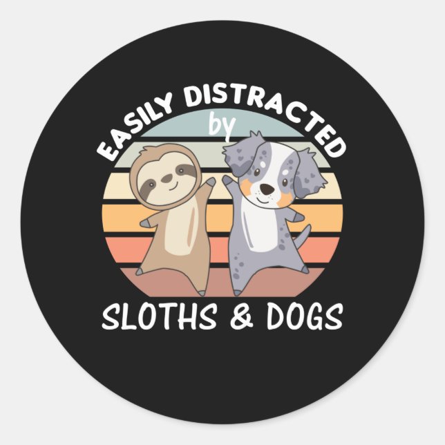 Sticker Rond Facilement Distrait Par Les Fentes Et Les Chiens (Devant)