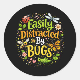 Sticker Rond Facilement distrait par les insectes