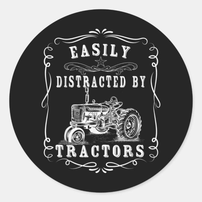 Sticker Rond Facilement Distrait Par Les Tracteurs Agriculture  (Devant)