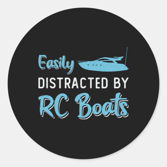 Sticker Rond Facilement Distrait Par RC Boats Model Funny RC Bo (Devant)