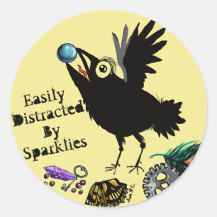 Sticker Rond Facilement distrait par Sparklies Raven
