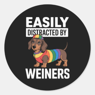 Sticker Rond Facilement Distrait Par Weiners LGBTQ Rainbow Gay