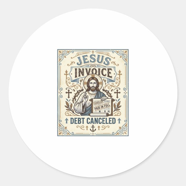 Sticker Rond Facture Jésus Dette Annulée Facture Jésus Dette Pe (Devant)