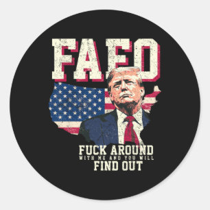 Sticker Rond Fafo Trump États-Unis Carte Drapeau Américain