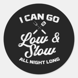 Sticker Rond Faible Lent Toute La Nuit Long Barbecue Grillades