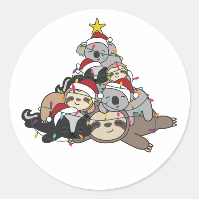 Sticker Rond Faille Koala Skunk Christmas Tree (Devant)