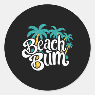 Sticker Rond Fainéant de plage Été Sableux Océan Vibes Et Vague