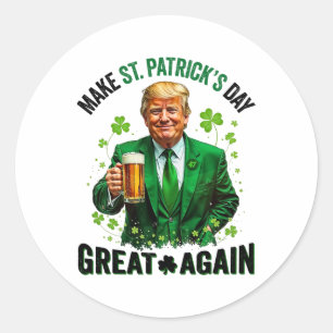 Sticker Rond Faire à nouveau grande la Saint-Patrick Trump Trèf