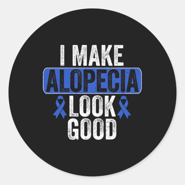 Sticker Rond Faire Alopecia look Bonne perte de cheveux bleu Ru (Devant)