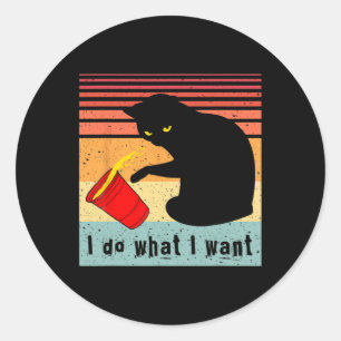 Sticker Rond Faire Ce Que Je Veux Vintage Chat Rouge Coupe Drôl