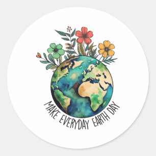 Sticker Rond Faire chaque jour Jour des terres Fleur sauvage Sa