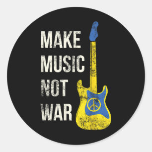 Sticker Rond Faire de la musique pas de guerre Vintage Guitare