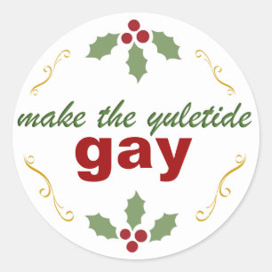 Sticker Rond faire de l'autocollant gay yuletide