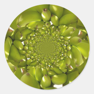 Sticker Rond Faire des bananes Faire du Motif Kaleidoscope Vert