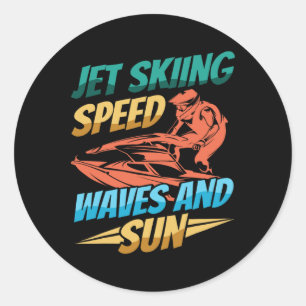 Sticker Rond faire du jet ski à grande vitesse avec des vagues