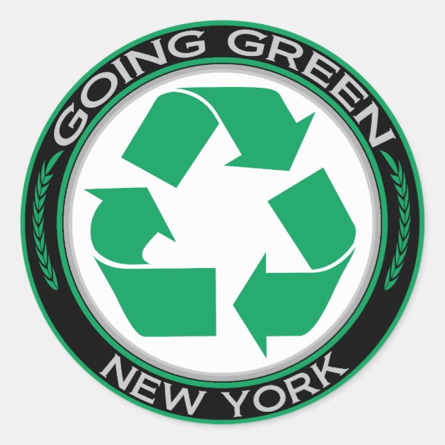 Sticker Rond Faire du recyclage vert New York (Devant)
