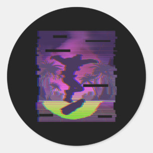 Sticker Rond Faire du skateboard et faire des tricks cool 