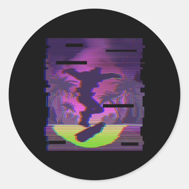 Sticker Rond Faire du skateboard et faire des tricks cool  (Devant)