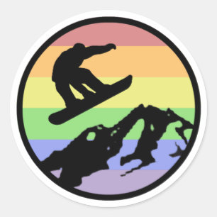 Sticker Rond Faire du surf des neiges