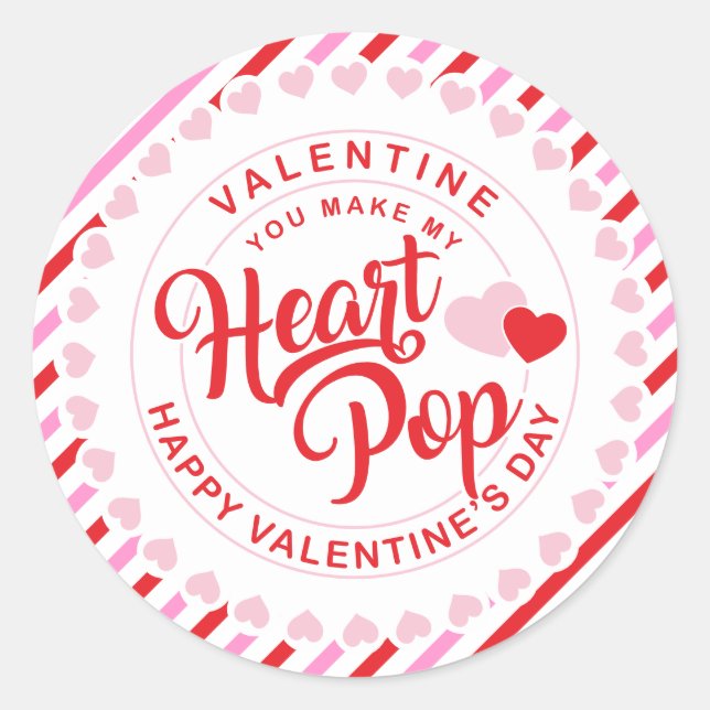 Sticker Rond Faire exploser mon cœur Saint-Valentin rose et rou (Devant)