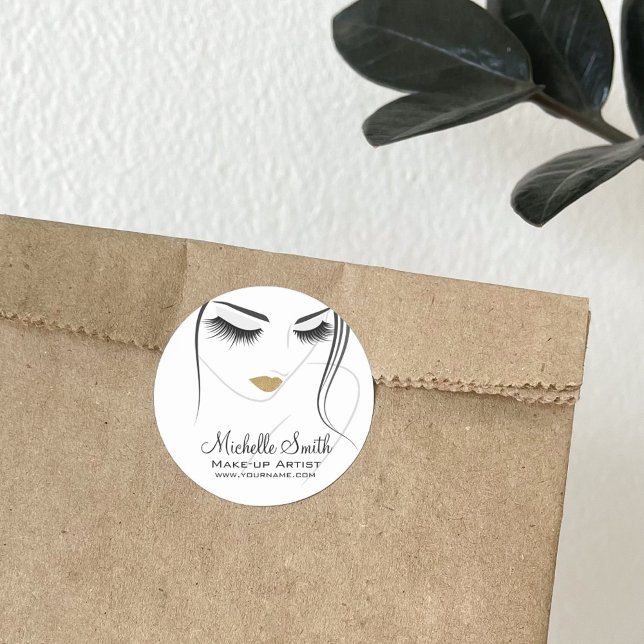 Sticker Rond Faire face à de longs cils Lash Extensions (Créateur téléchargé)